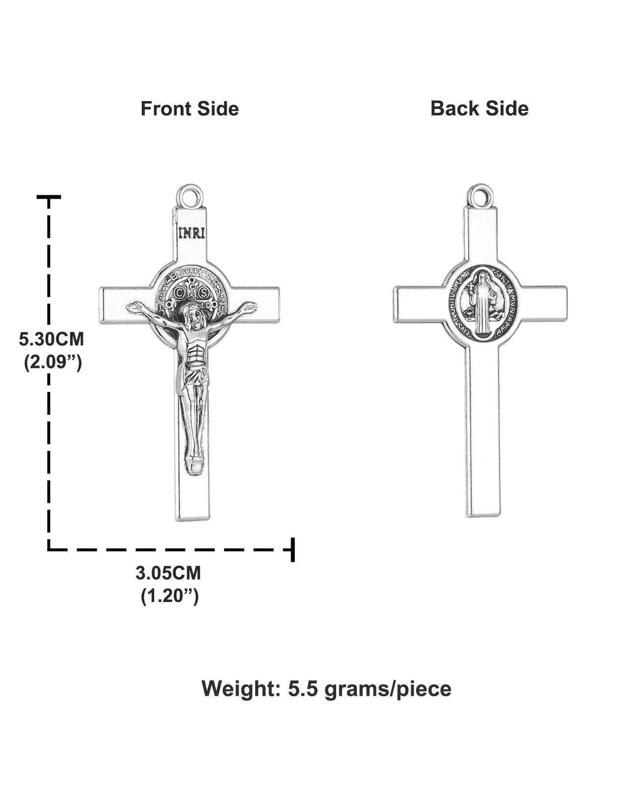 Crucifixion St. Benedict Cross Pendant Charms - 10 Pcs, 3 Sizes, DIY Rosary, Chaplet, Necklace & Bracelet Making