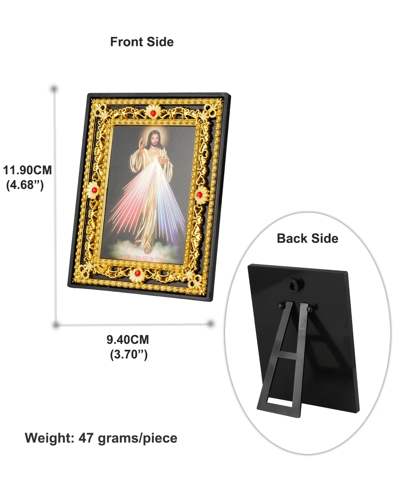 Immaculate Heart of Mary and St. Michael Icon Figurine – Square Frame Holy Family Tabletop Decoration