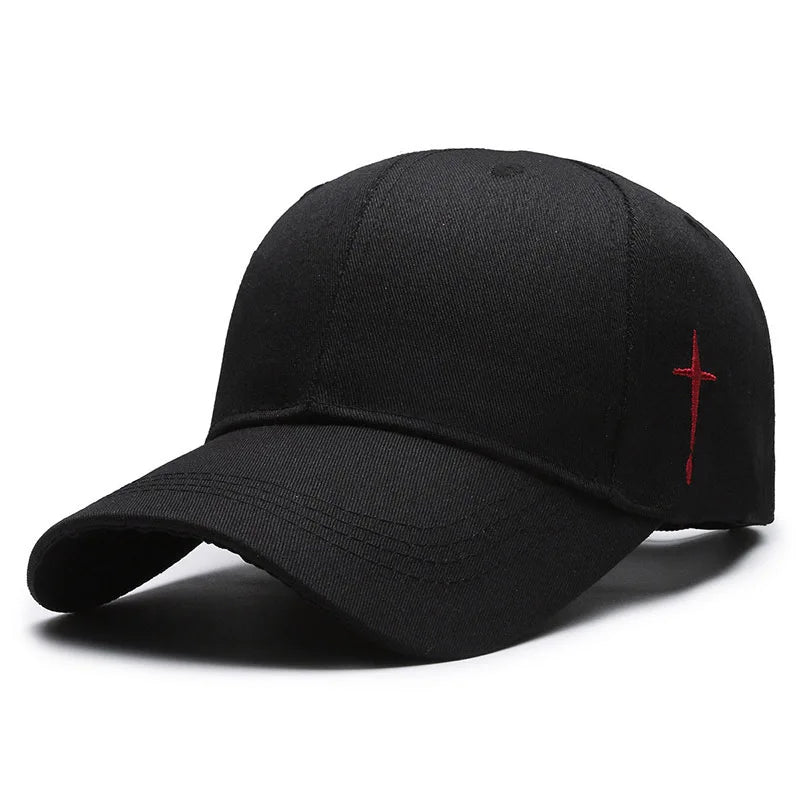 Unisex Simple Cross Embroidery Baseball Caps Spring and Autumn Outdoor Adjustable Casual Hat Sunscreen Hat