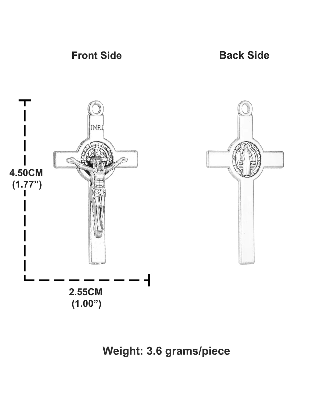 Crucifixion St. Benedict Cross Pendant Charms - 10 Pcs, 3 Sizes, DIY Rosary, Chaplet, Necklace & Bracelet Making