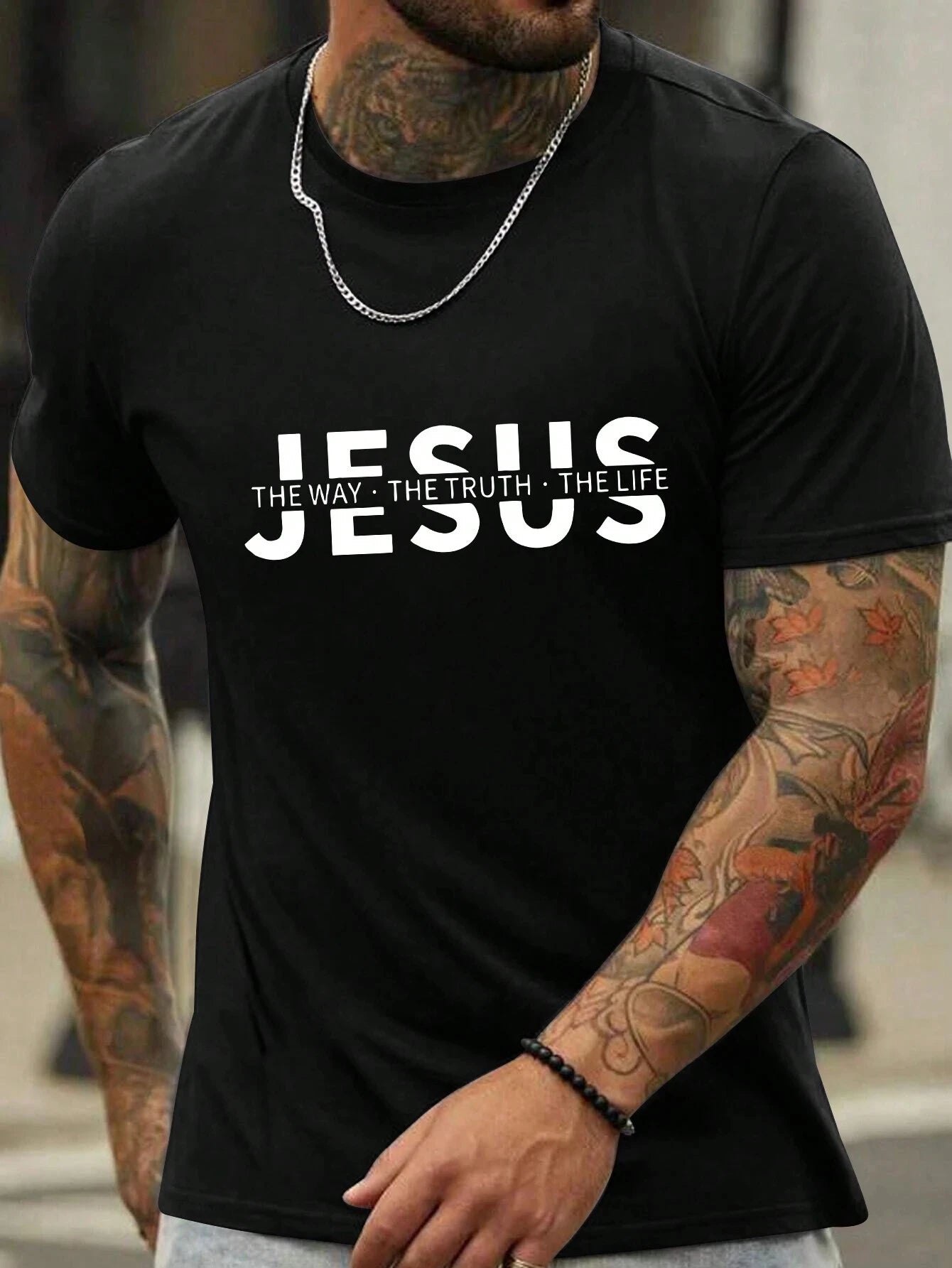 "Jesus - the way the truth the life" Men Custom Cotton T-shirt Luxury Brand Fashion Top Casual Short Sleeve Streetwear Classic Print New Arrival Tee