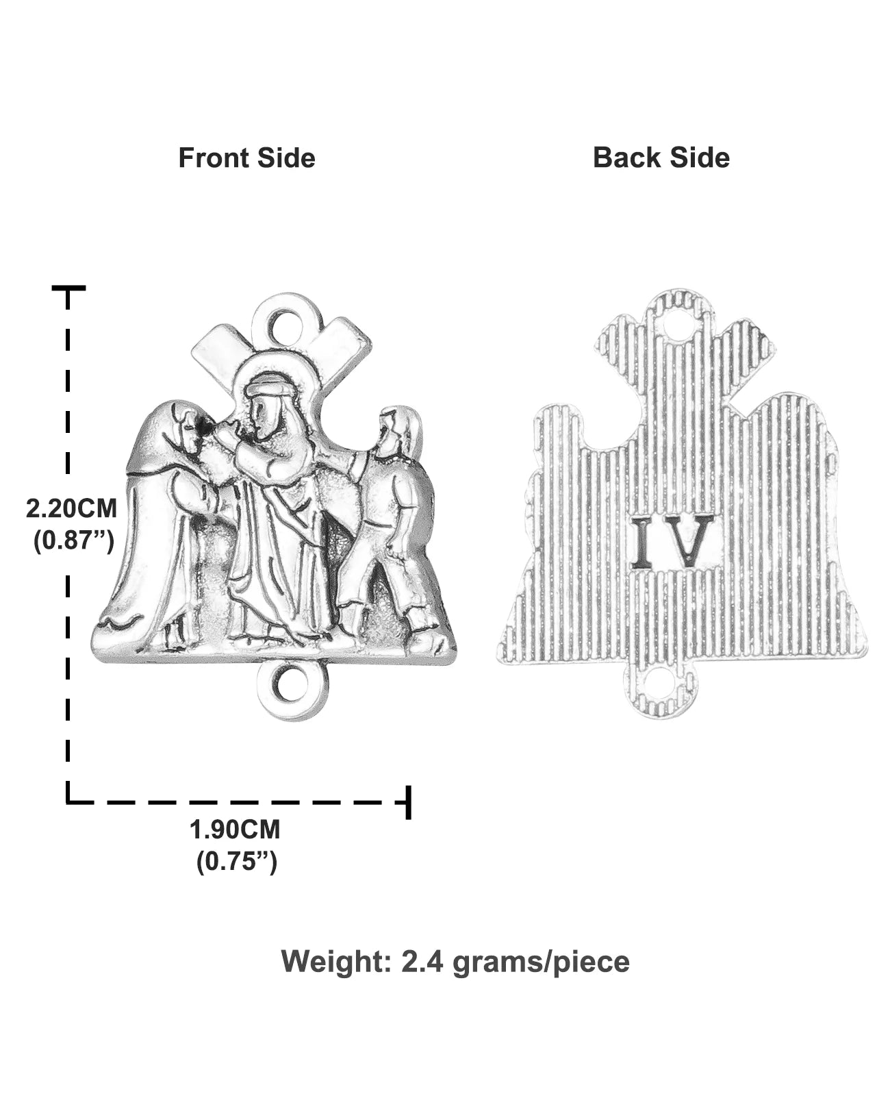 Stations of the Cross 16-Piece Medals Set - Crucifix, Jesus Cross, Crown of Thorns Pendants for Rosary DIY Accessories