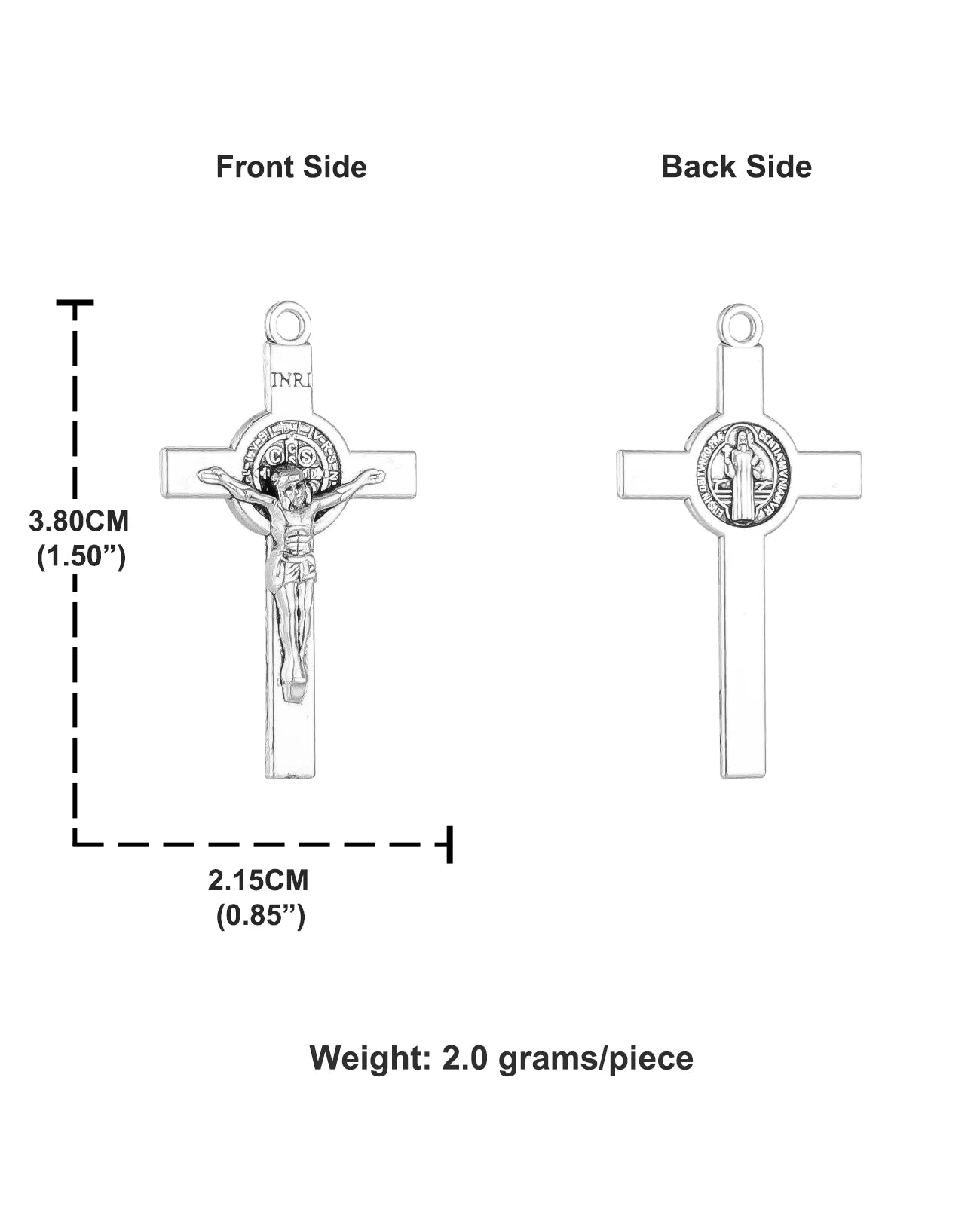 Crucifixion St. Benedict Cross Pendant Charms - 10 Pcs, 3 Sizes, DIY Rosary, Chaplet, Necklace & Bracelet Making