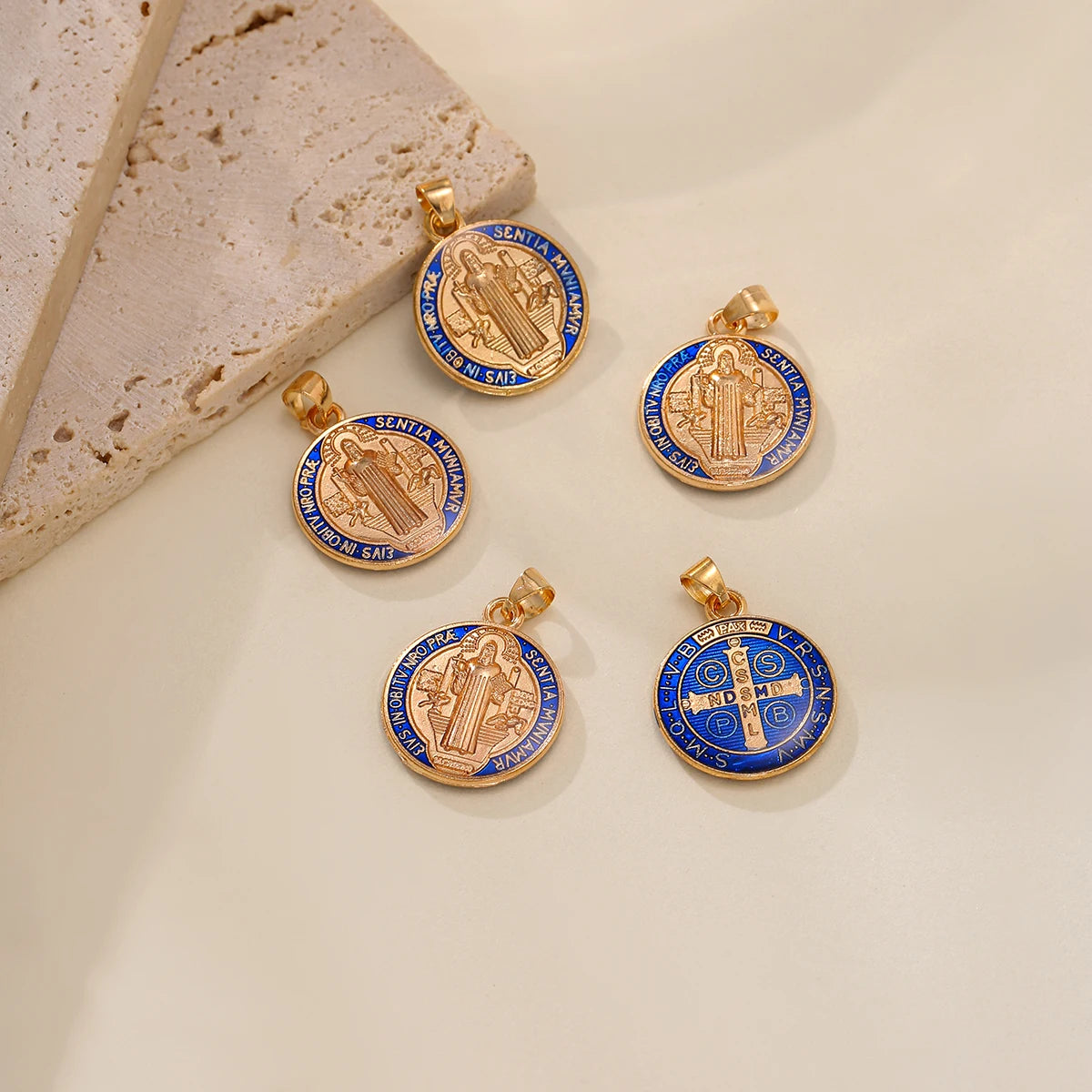12 Pieces St. Benedict Double-Sided Catholic Medals - Religious Charm Pendants for Necklaces, Gift Accessories
