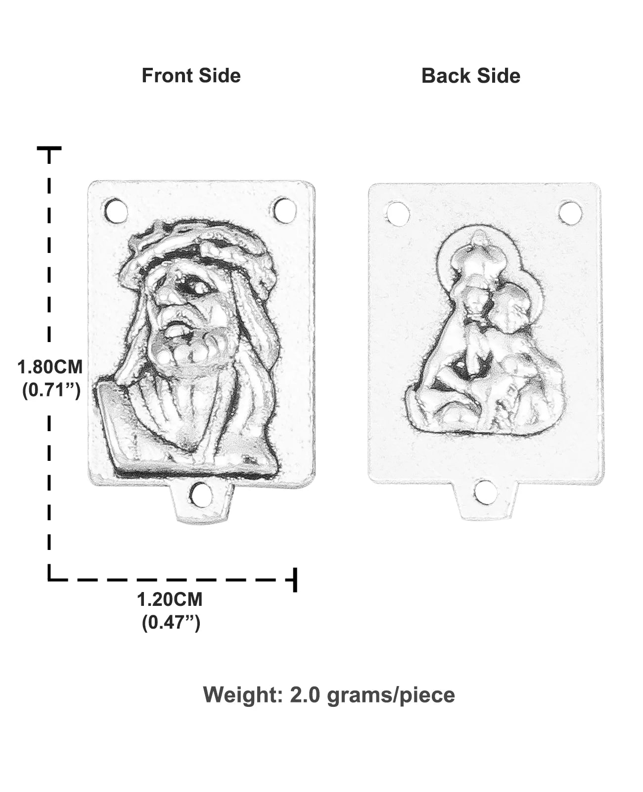 Stations of the Cross 16-Piece Medals Set - Crucifix, Jesus Cross, Crown of Thorns Pendants for Rosary DIY Accessories