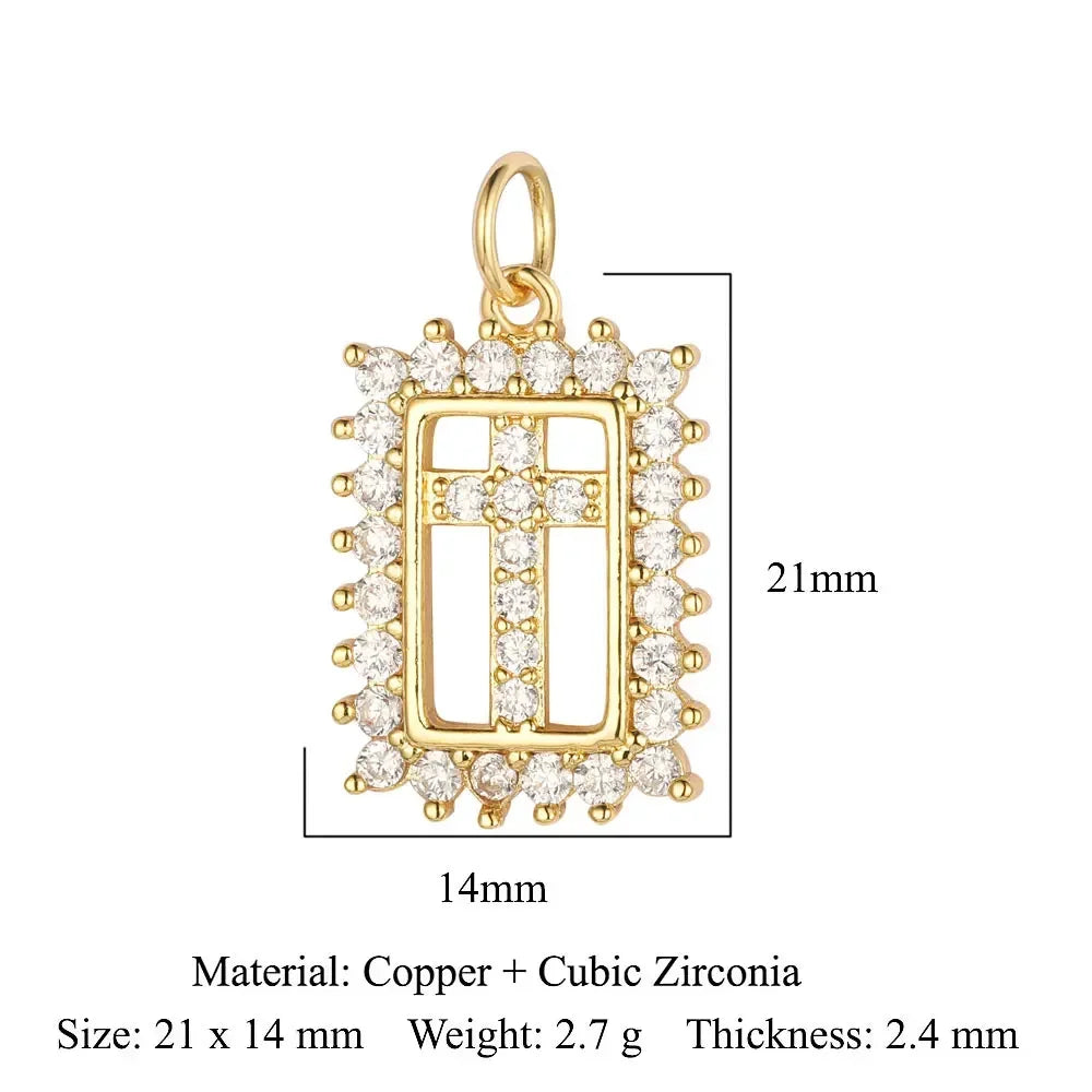 3-Piece Religious Pendant Set – Our Lady & Heart Cross Charms with Cubic Zirconia, Gold or Silver Plated