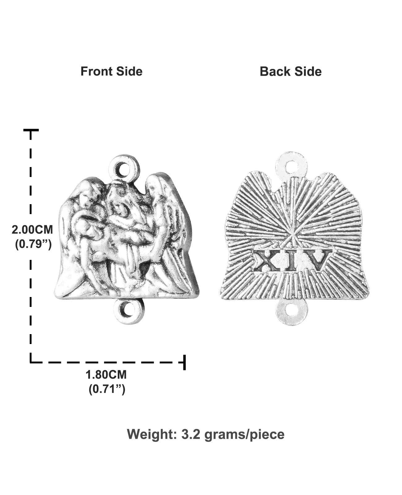 Stations of the Cross 16-Piece Medals Set - Crucifix, Jesus Cross, Crown of Thorns Pendants for Rosary DIY Accessories