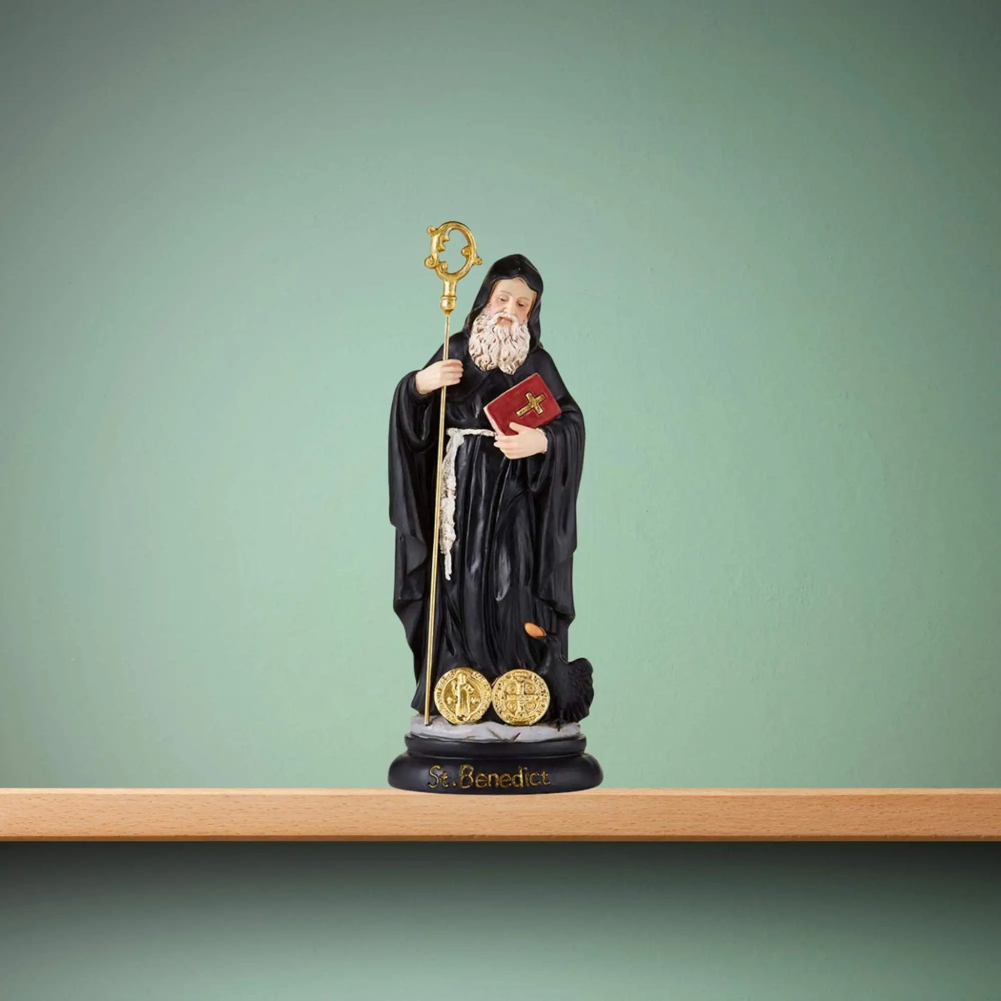 20cm Saint Benedict Religious Statue – Catholic Home Decor Figurine