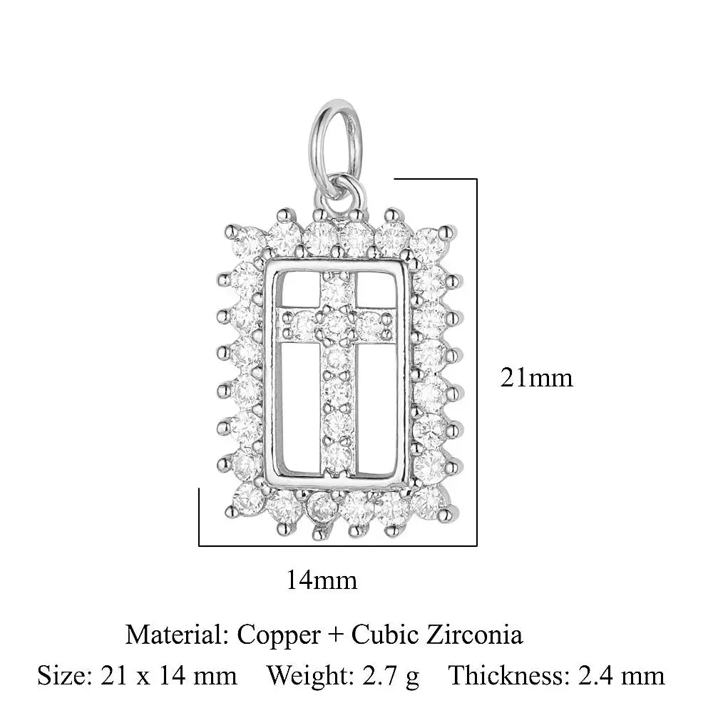 3-Piece Religious Pendant Set – Our Lady & Heart Cross Charms with Cubic Zirconia, Gold or Silver Plated