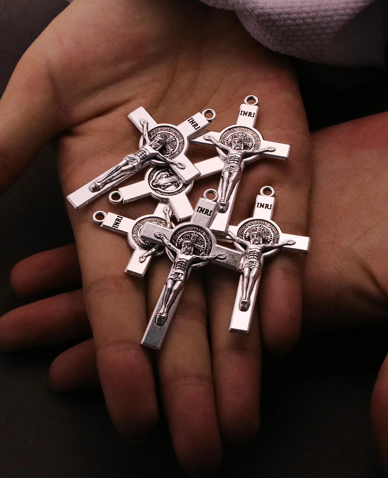 Crucifixion St. Benedict Cross Pendant Charms - 10 Pcs, 3 Sizes, DIY Rosary, Chaplet, Necklace & Bracelet Making