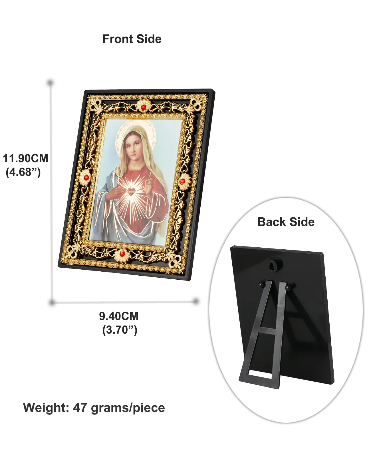 Immaculate Heart of Mary and St. Michael Icon Figurine – Square Frame Holy Family Tabletop Decoration