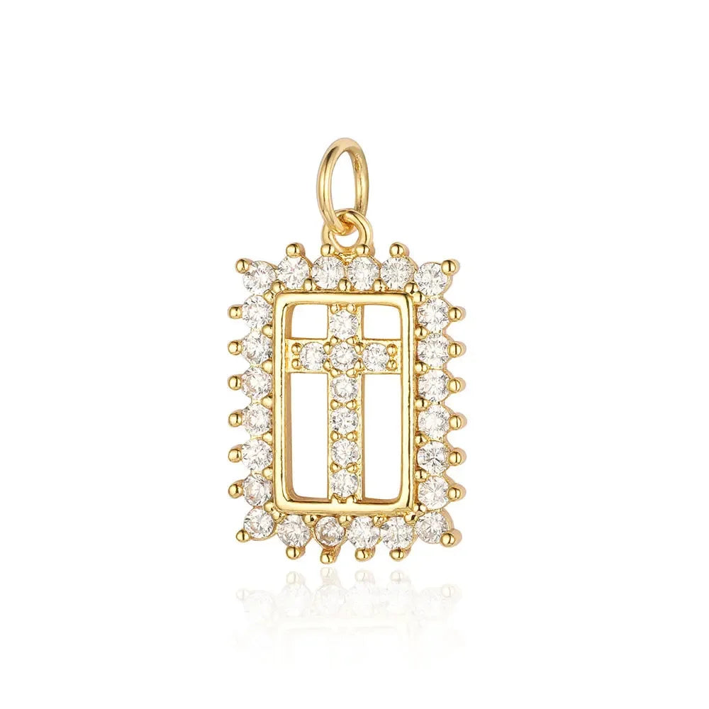 3-Piece Religious Pendant Set – Our Lady & Heart Cross Charms with Cubic Zirconia, Gold or Silver Plated