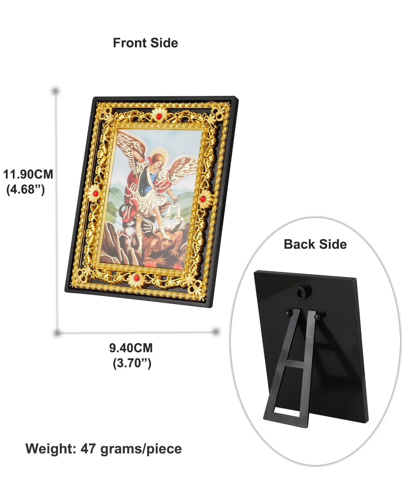 Immaculate Heart of Mary and St. Michael Icon Figurine – Square Frame Holy Family Tabletop Decoration