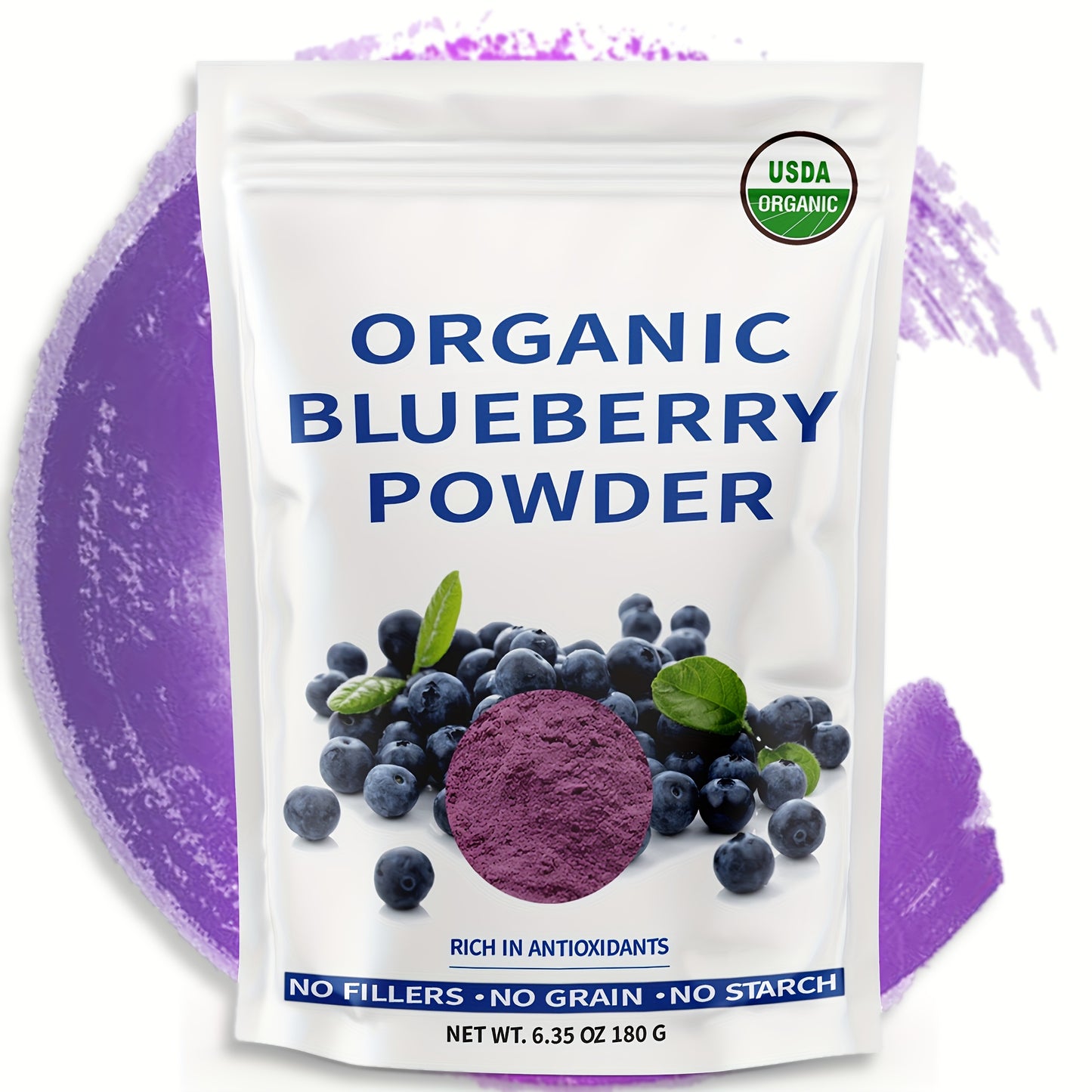Organic Blueberry Powder – 6.35oz (180g), No Sugar or Additives, Natural, USDA Certified – For Baking, Smoothies & More