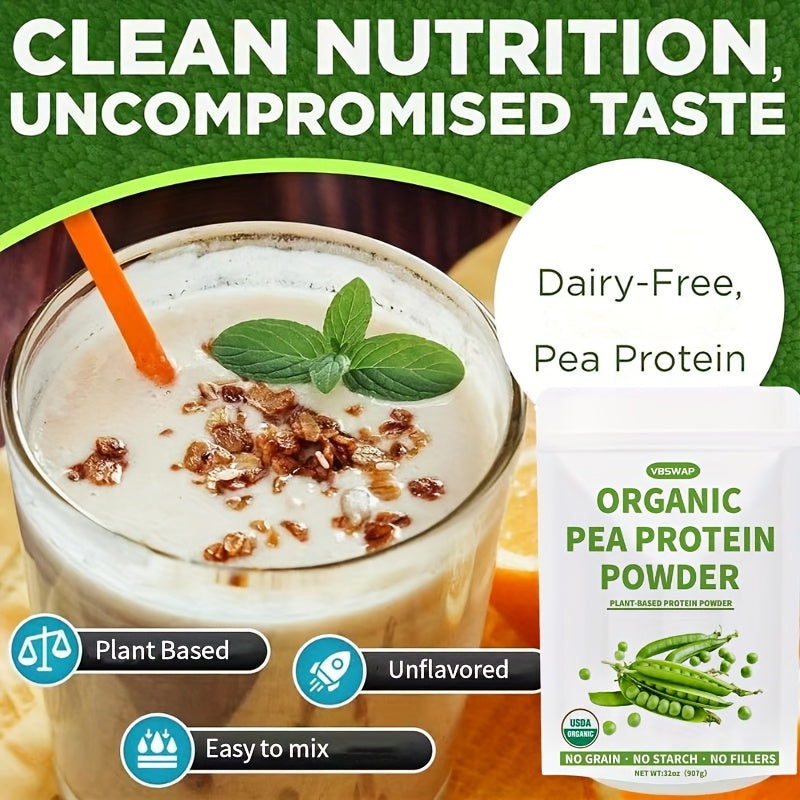 Organic Pea Protein Powder, 2lb – Unflavored Plant-Based Protein – Sugar-Free, Lactose-Free