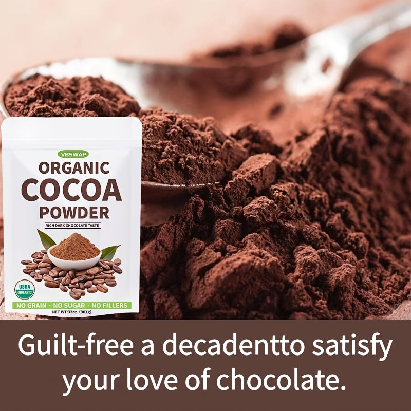 Organic Cacao Powder, 2lb – Unsweetened, Sugar-Free, Plant-Based Cocoa for Baking & Beverages