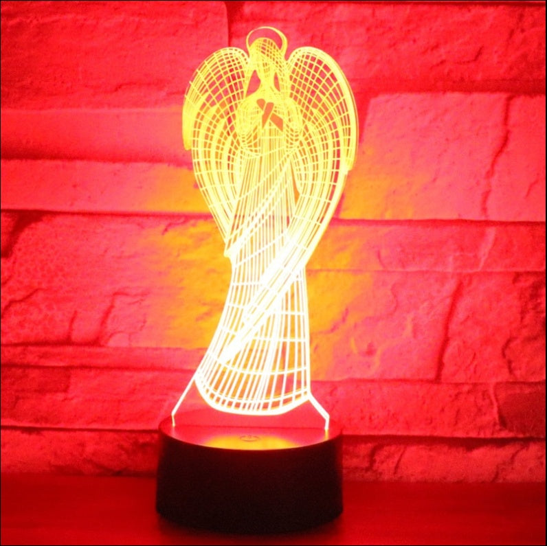Christian Angel LED Color-Changing 3D Night Light – Touch & Remote Control Acrylic Lamp