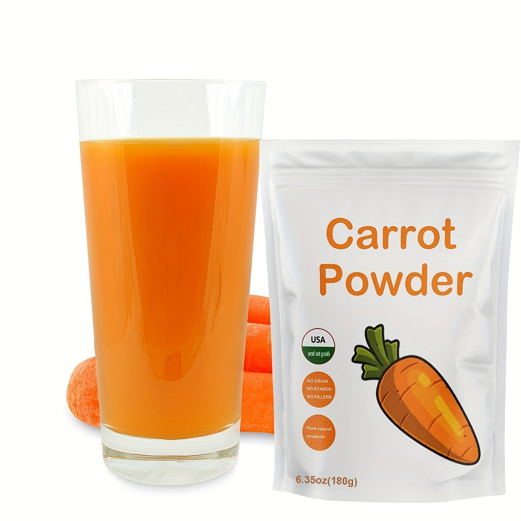 Carrot Powder – 180g (Pack of 1), Vegan & Gluten-Free, 5g/Serving – For Smoothies, Cooking & Baking – Natural Vegetable Powder