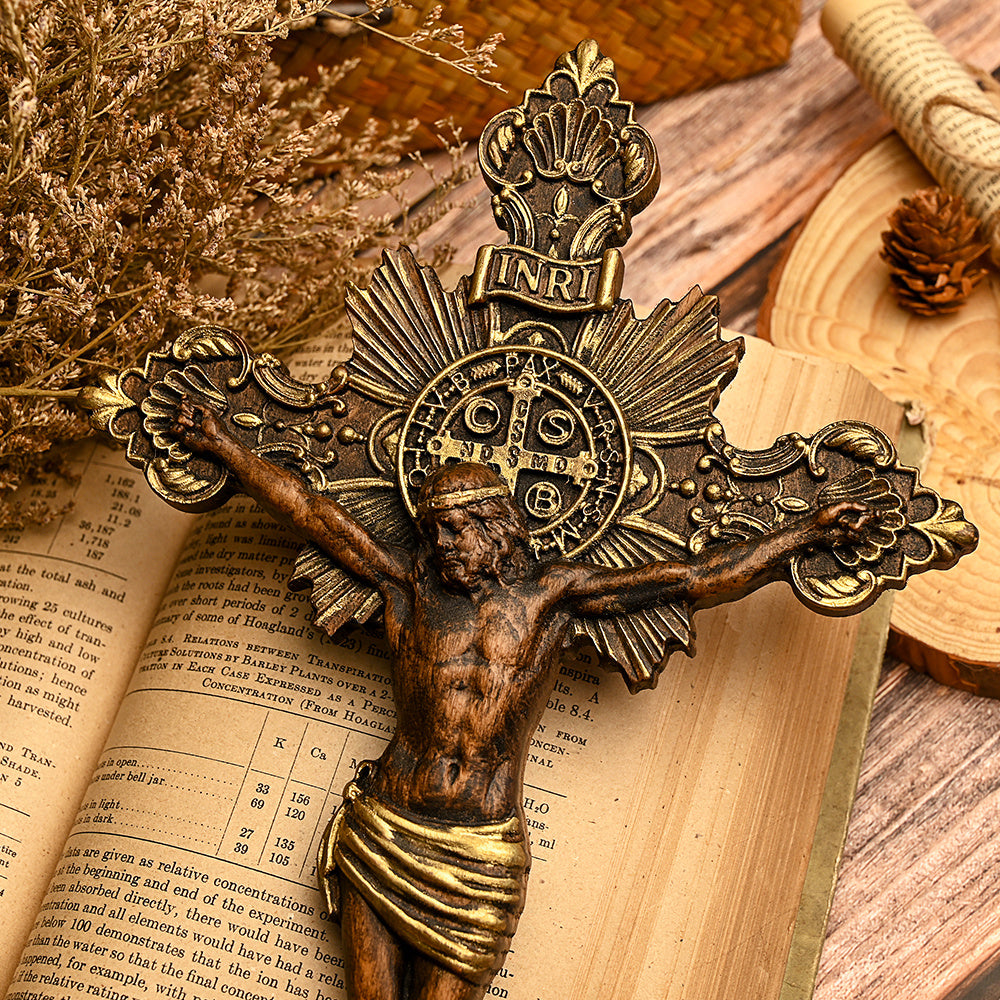Cross Wooden Wall Decoration – Vintage Style Beech Wood Wall Art for Home