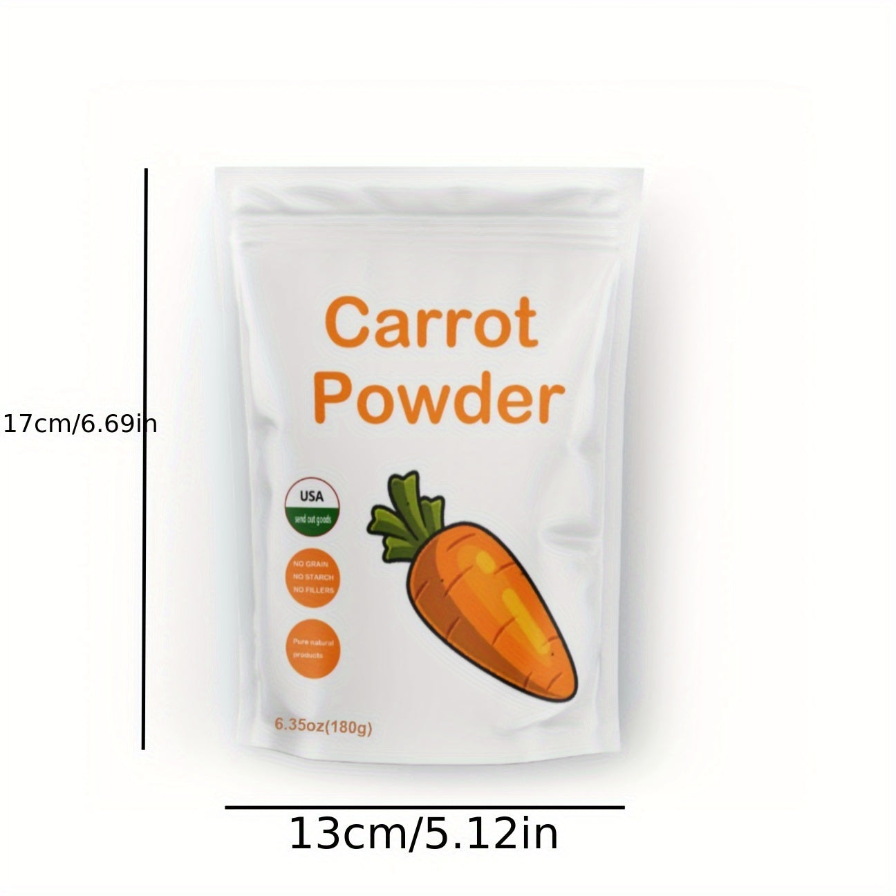 Carrot Powder – 180g (Pack of 1), Vegan & Gluten-Free, 5g/Serving – For Smoothies, Cooking & Baking – Natural Vegetable Powder