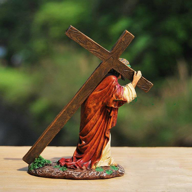 Catholic Resin Crucifix Statue – Christian Home Decor Religious Ornament Gift – 12cm