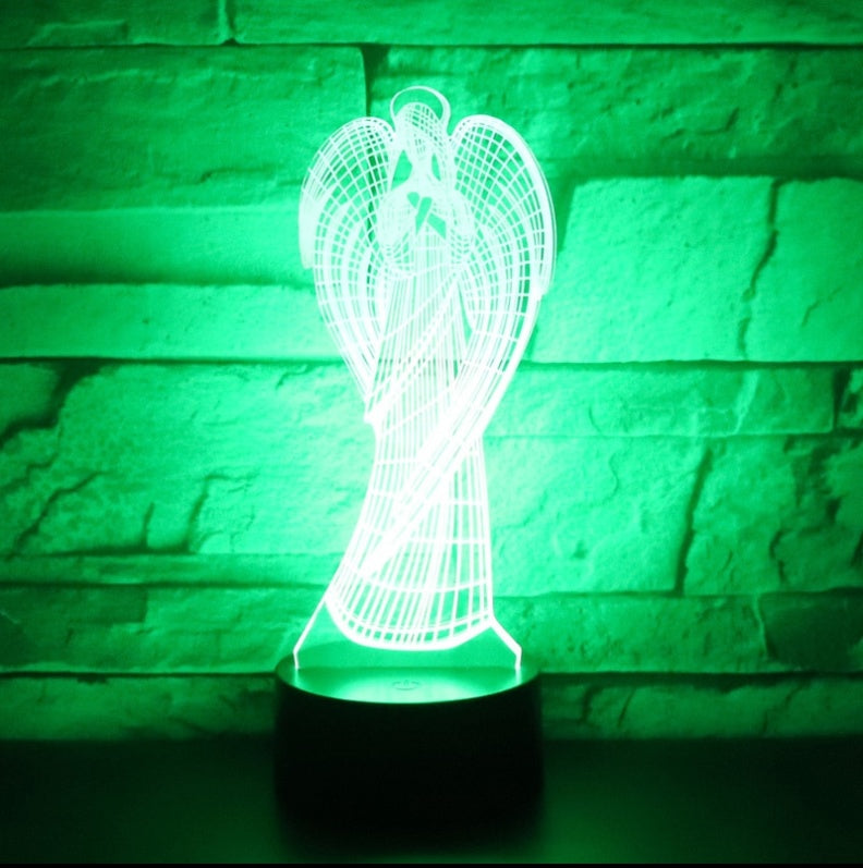 Christian Angel LED Color-Changing 3D Night Light – Touch & Remote Control Acrylic Lamp