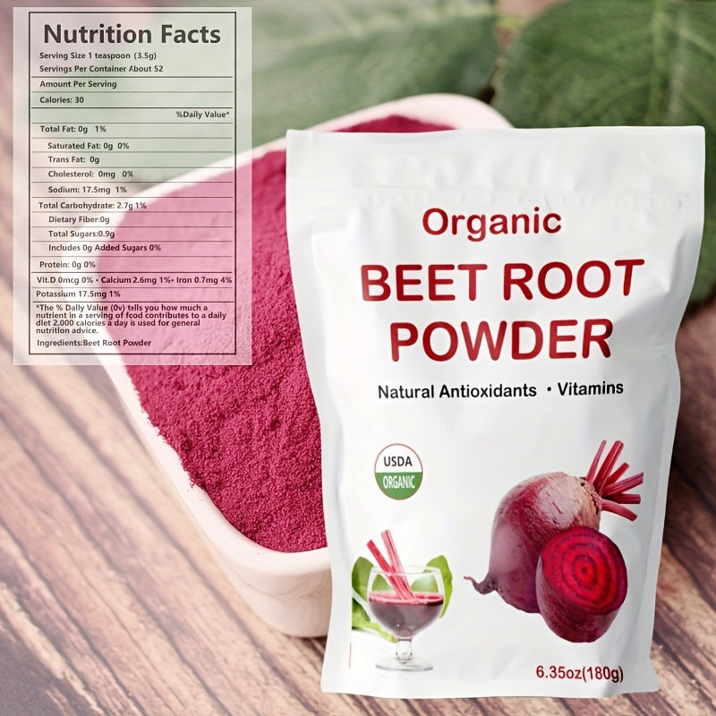 Beetroot Powder Organic 6.35oz – No Sugar or Additives – USDA Certified – Natural & Preservative-Free