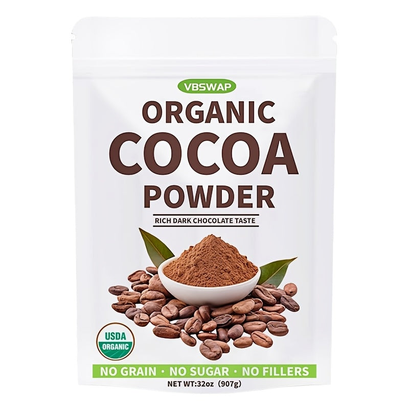 Organic Cacao Powder, 2lb – Unsweetened, Sugar-Free, Plant-Based Cocoa for Baking & Beverages