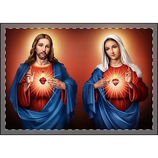 The Sacred Heart of Jesus and the Immaculate Heart of Mary Velveteen Plush Blankets