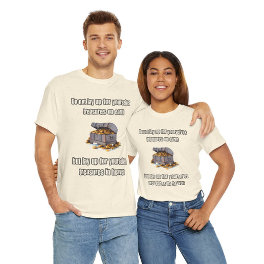 "Treasures in Heaven" Design – Uplifting Unisex Heavy Cotton Tee, Perfect for Faith-Based Gifts