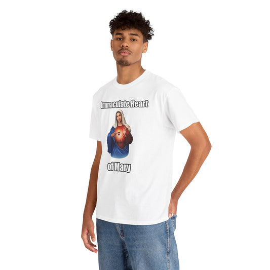 "Immaculate Heart of Mary" Unisex Heavy Cotton Tee - Faith-Inspired Spiritual Apparel