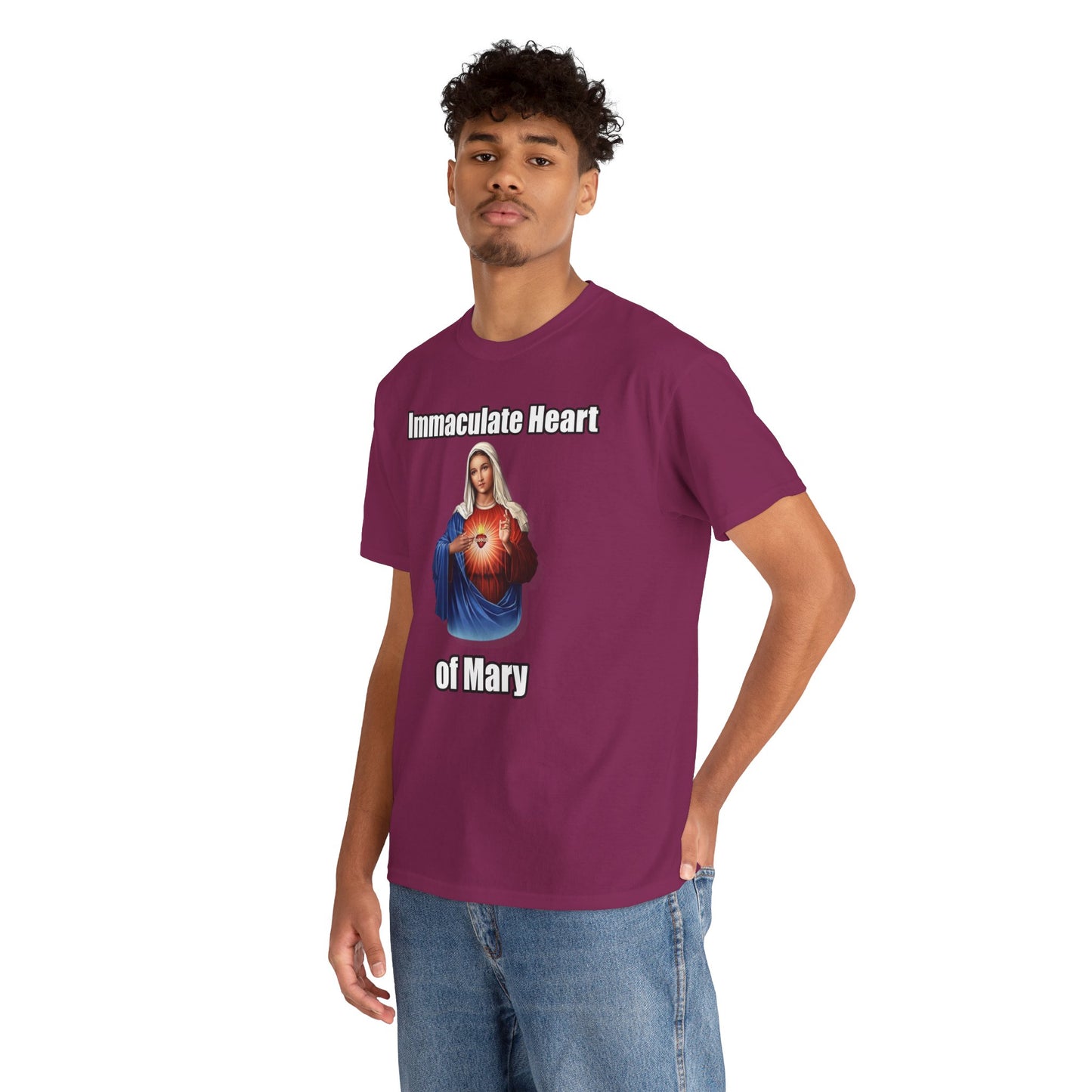 "Immaculate Heart of Mary" Unisex Heavy Cotton Tee - Faith-Inspired Spiritual Apparel