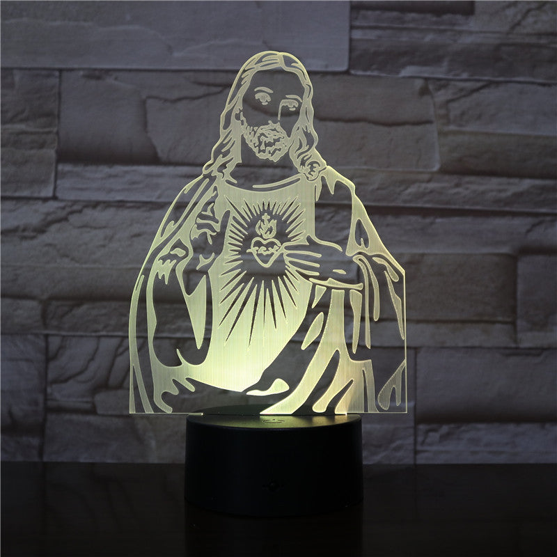 Jesus Christian LED Luminous Table Lamp – Acrylic Shade with Touch & Remote Control Options