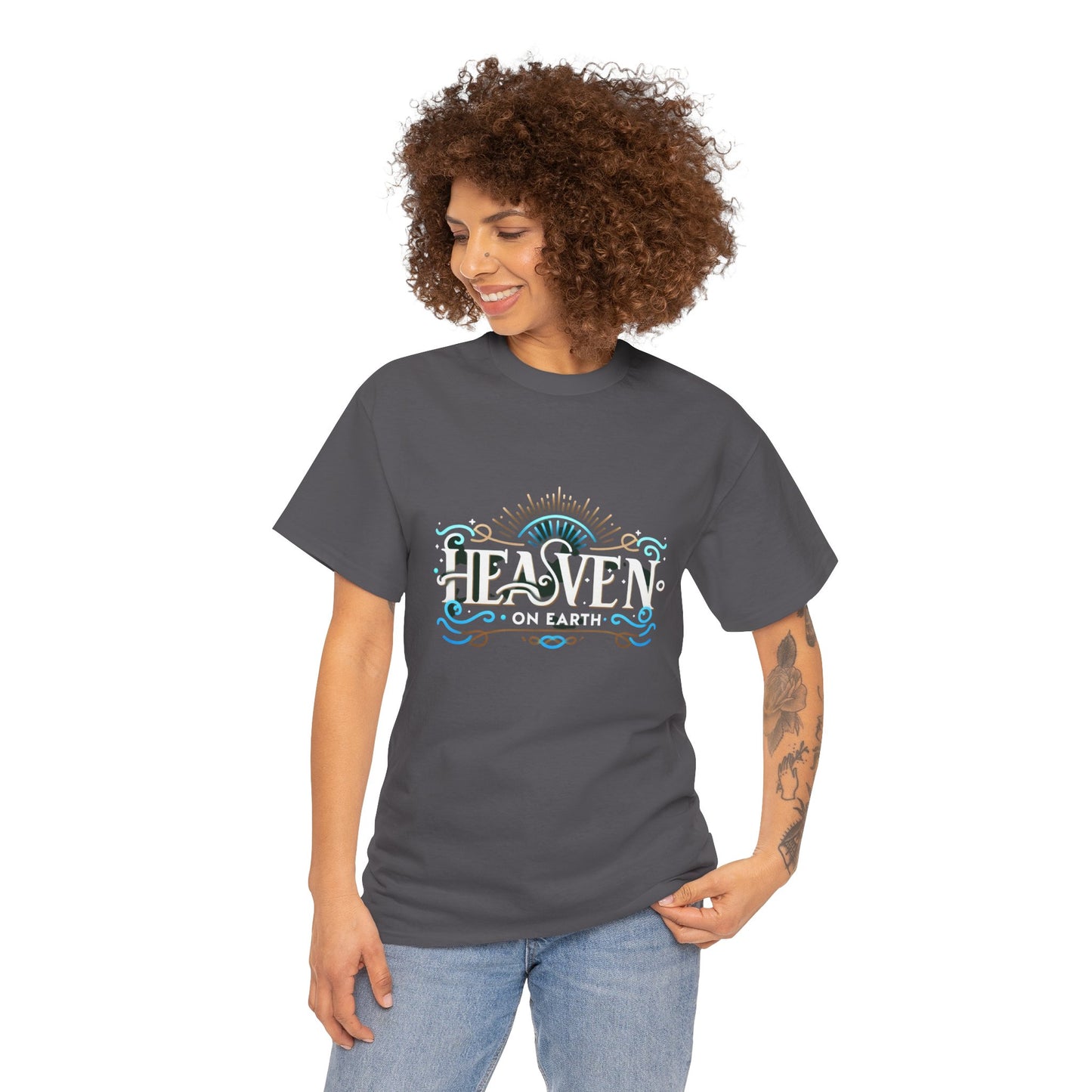 "Heaven on Earth" Premium Unisex Cotton Tee – Casual Spiritual Statement Shirt