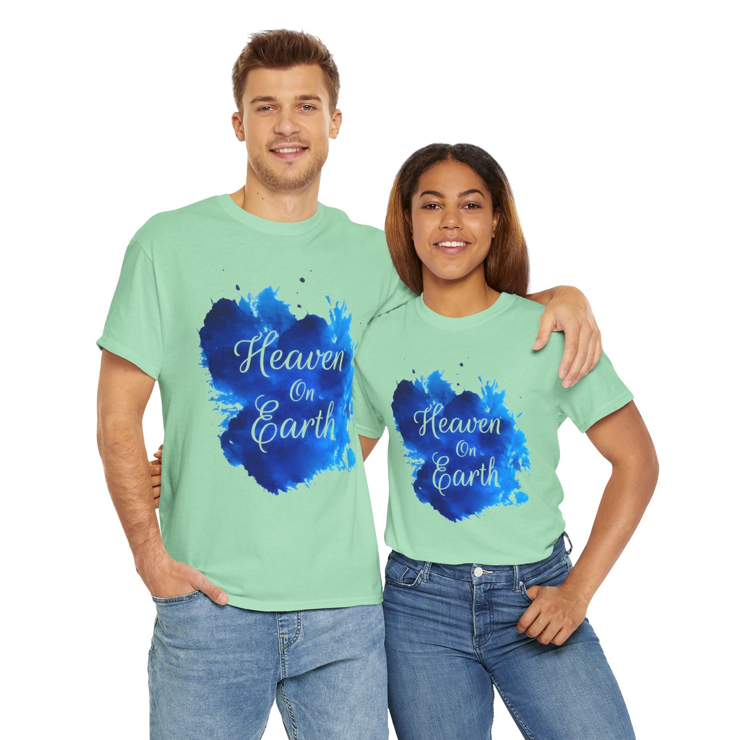 "Heaven on Earth" Unisex Cotton Tee — Comfortable Relaxed Fit Graphic Tee