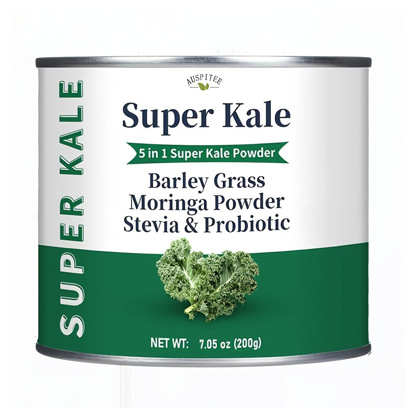 Super Kale Powder 5-in-1 – 7.05oz (200g), With Probiotics, Kale, Argan Leaf, Rice & Maltodextrin – For Smoothies & Beverages
