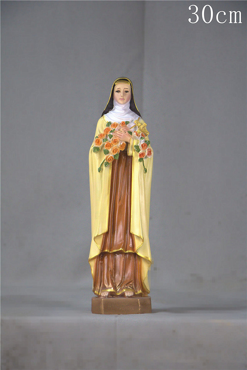 Catholic Resin Statue – Sacred Heart of Jesus, Virgin Mary, St. Joseph & St. Thérèse – 35cm Religious Figurine