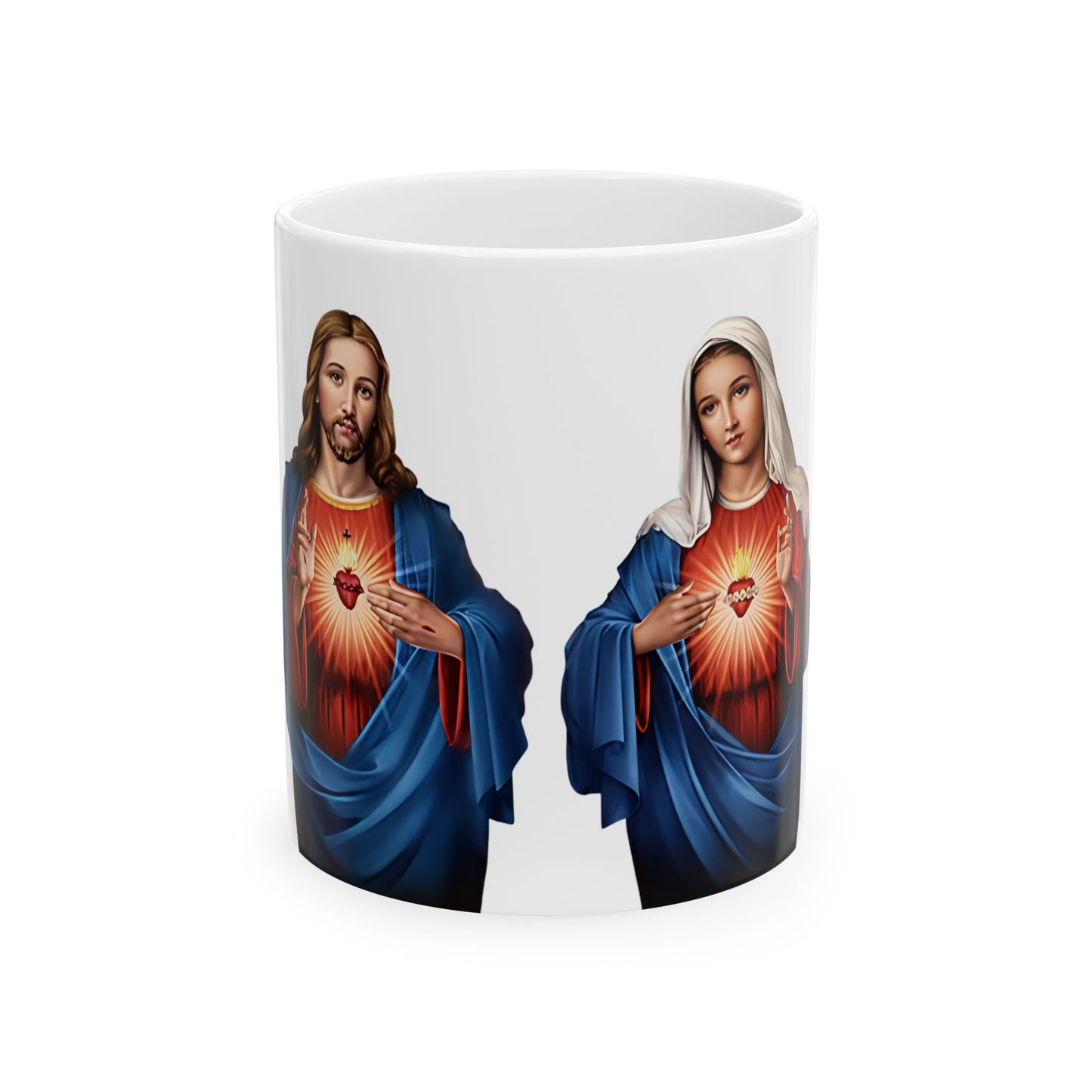 Sacred Heart of Jesus Immaculate Heart of Mary Ceramic Mug, (11oz, 15oz)