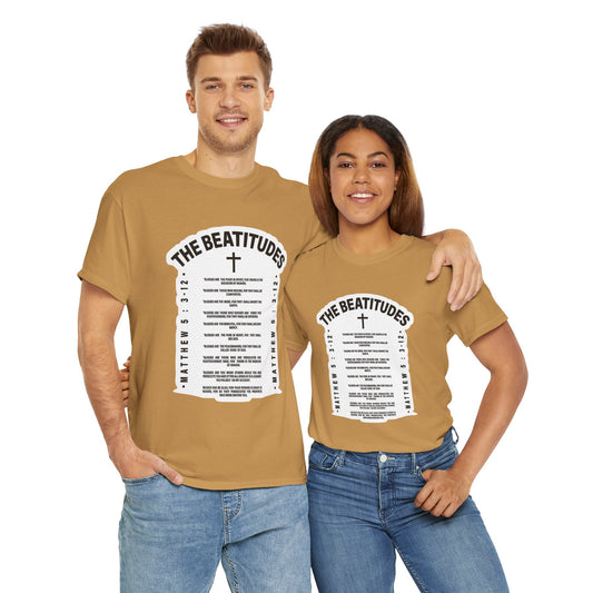 The Beatitudes Unisex Heavy Cotton Tee — Faith-Inspired Design for Everyday Wear