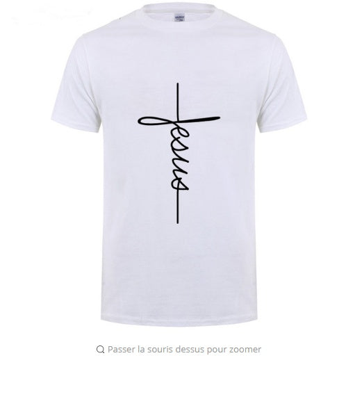 Jesus Cross T-shirts Men, Women, English, Digital Letters, Street Short Sleeve