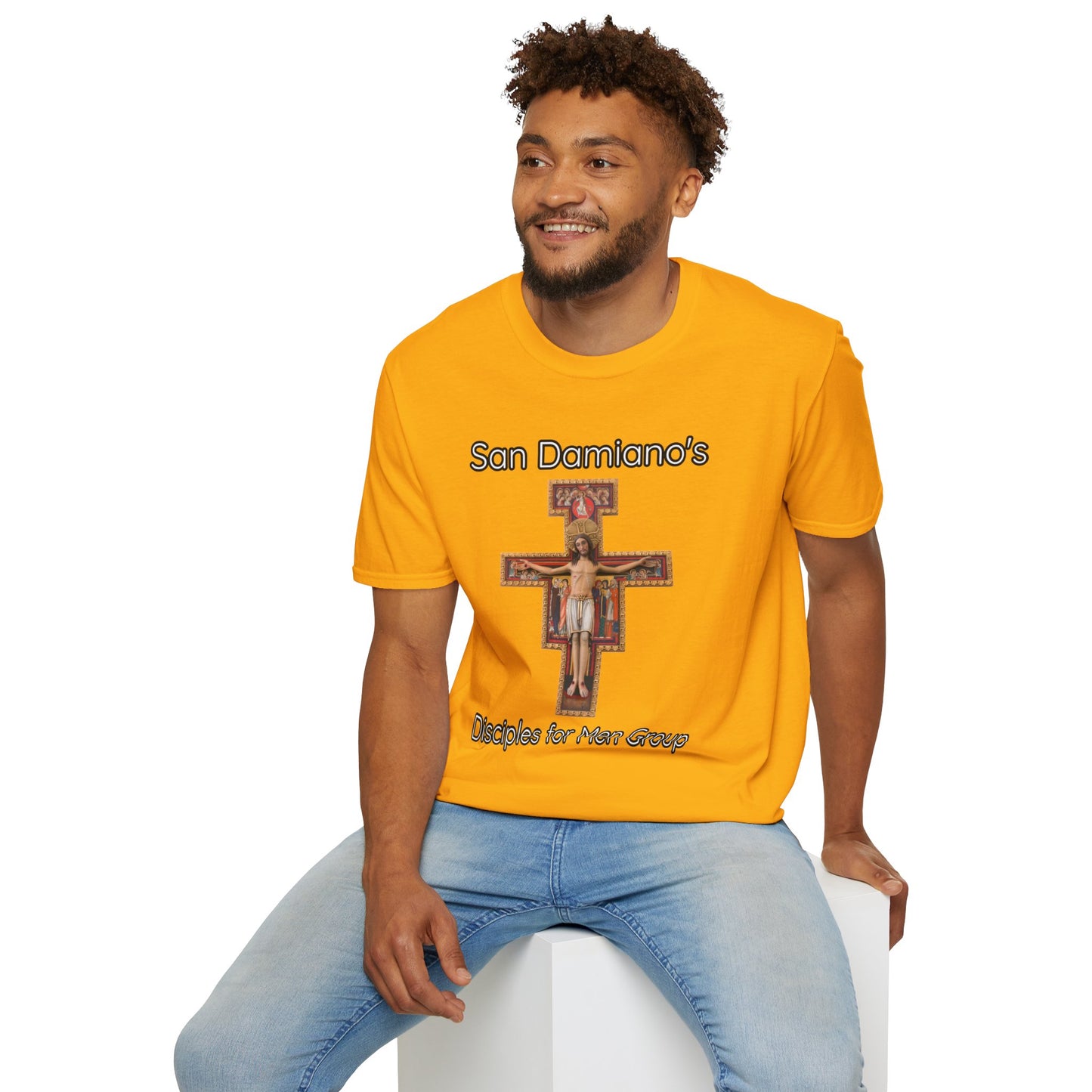 "San Damiano's Disciples for Men Group" Unisex Softstyle T-Shirt - Faith and Community Support