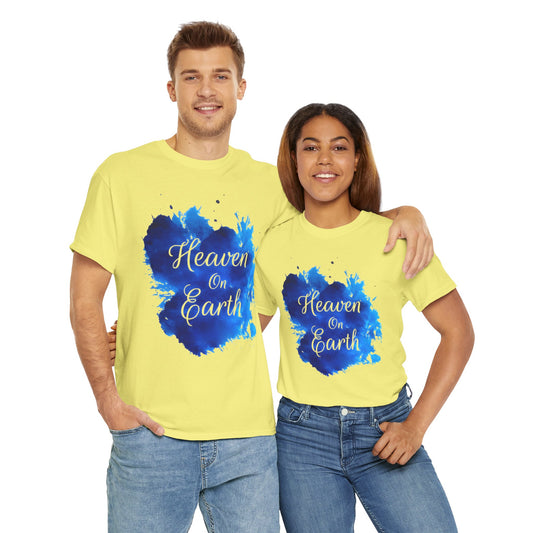 "Heaven on Earth" Unisex Cotton Tee — Comfortable Relaxed Fit Graphic Tee