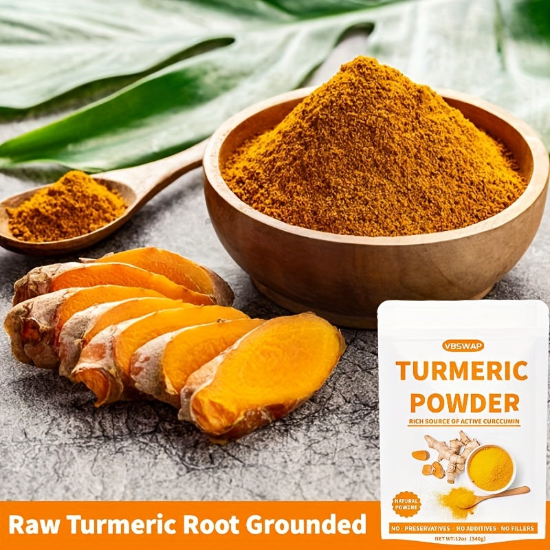VBSWAP Turmeric Powder 12oz (340g) – Ground Raw Turmeric Root, Preservative-Free, No Additives – For Cooking & Seasoning