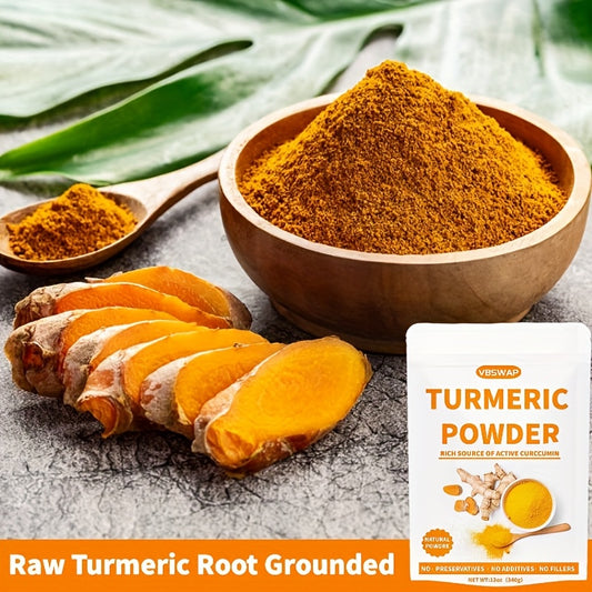 VBSWAP Turmeric Powder 12oz (340g) – Ground Raw Turmeric Root, Preservative-Free, No Additives – For Cooking & Seasoning