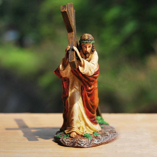 Catholic Resin Crucifix Statue – Christian Home Decor Religious Ornament Gift – 12cm