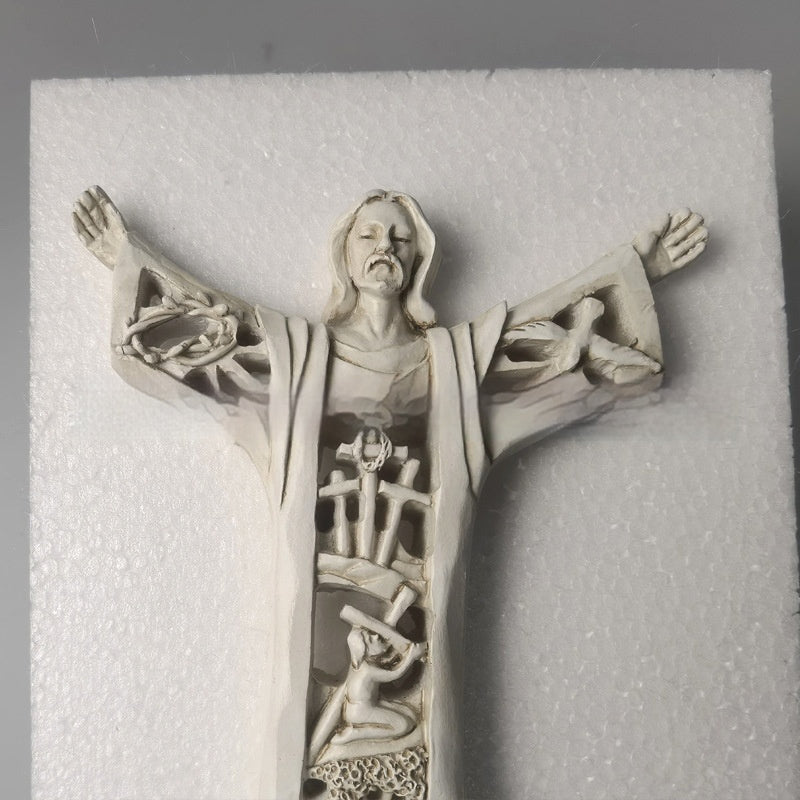 Resin Wall-Mounted Cross Ornament – European Retro Style Decorative Wall Craft