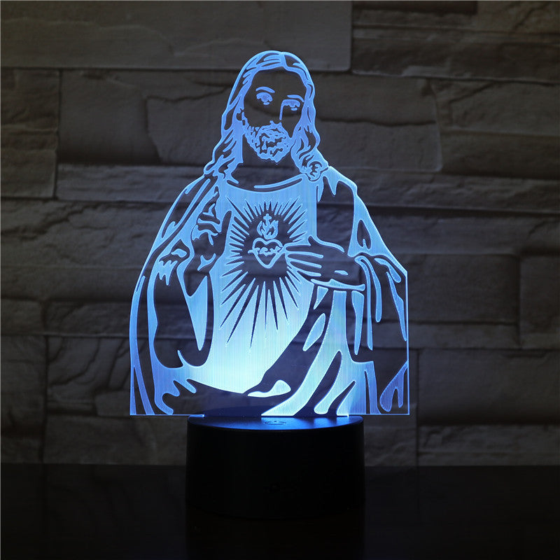 Jesus Christian LED Luminous Table Lamp – Acrylic Shade with Touch & Remote Control Options