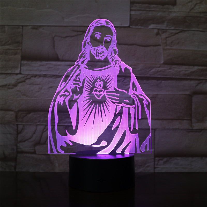 Jesus Christian LED Luminous Table Lamp – Acrylic Shade with Touch & Remote Control Options