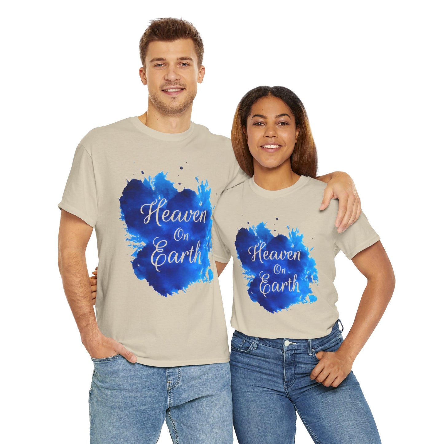 "Heaven on Earth" Unisex Cotton Tee — Comfortable Relaxed Fit Graphic Tee