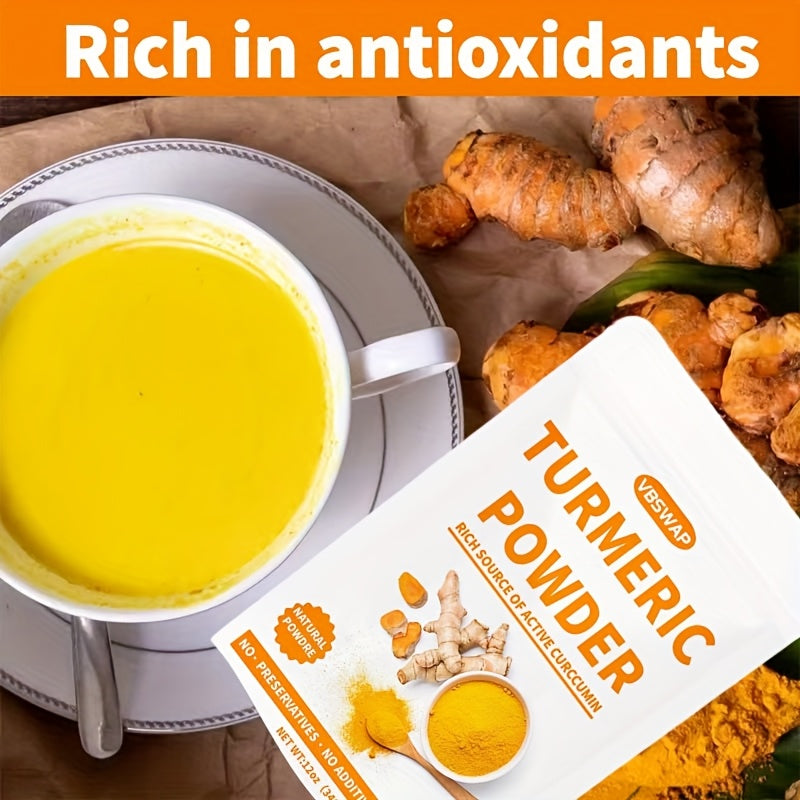 VBSWAP Turmeric Powder 12oz (340g) – Ground Raw Turmeric Root, Preservative-Free, No Additives – For Cooking & Seasoning